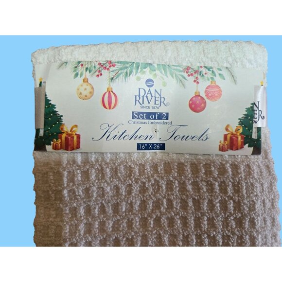 Dan River Set Of 2 Christmas Embroidered Kitchen Towels 16" X 26" - Picture 4 of 4